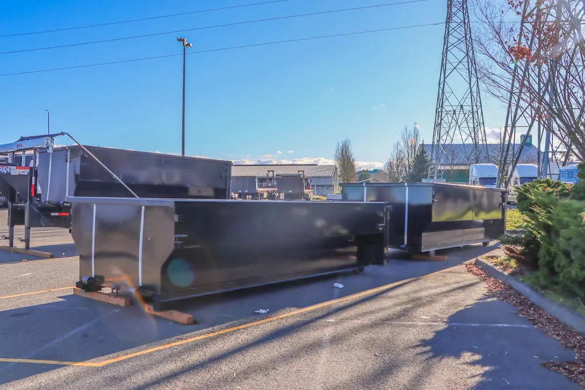 Roll-off dumpster ready for waste disposal at job site for Construction Dumpster Rental in Union City